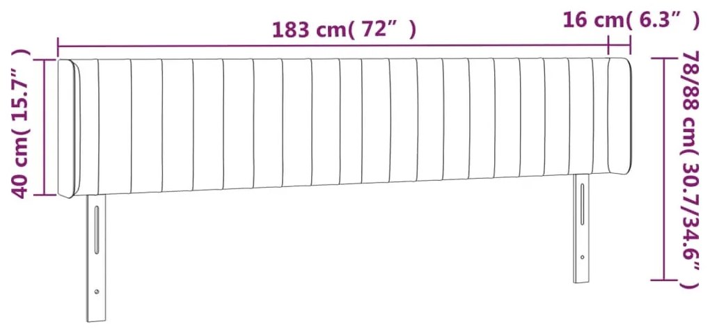 Tablie pat cu aripioare albastru inchis 183x16x78 88 cm catifea 1, Albastru inchis, 183 x 16 x 78 88 cm