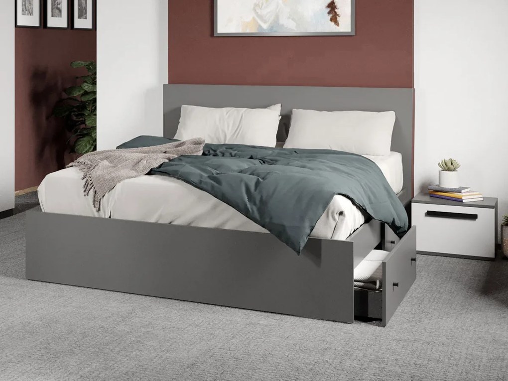 Set mobila dormitor complet Alb/Gri antracit Oasis C14