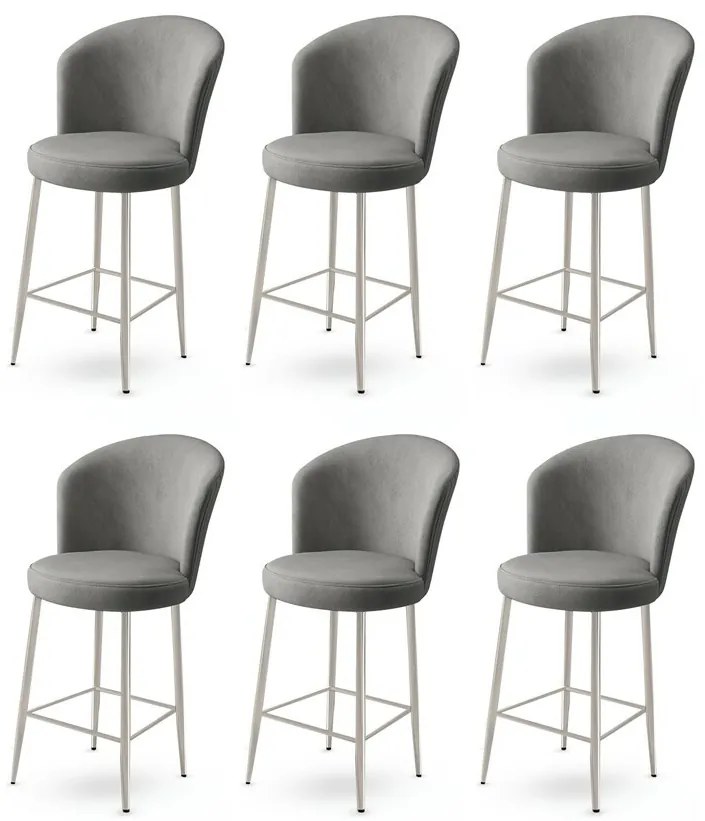 Set de scaune de bar Fora Grey și Chrome, 6 buc.