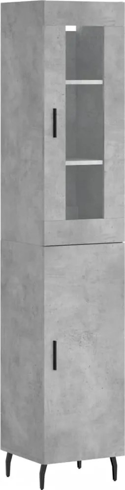 vidaXL Dulap înalt, gri beton, 34,5x34x180 cm, lemn prelucrat