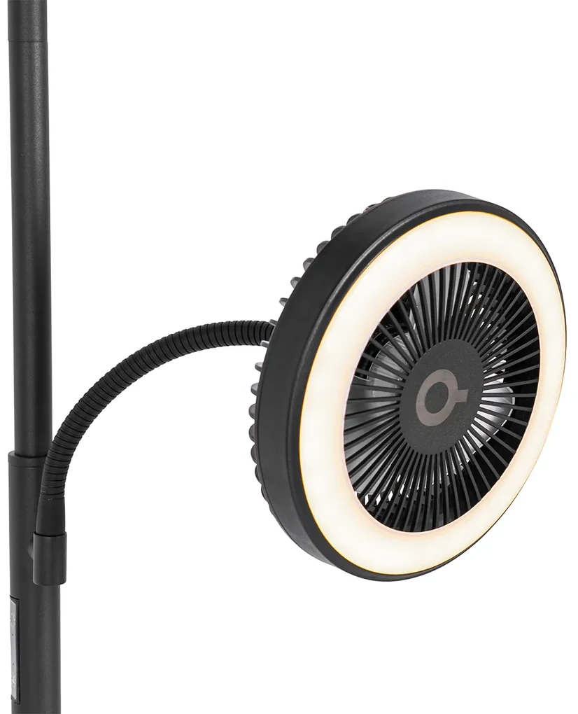 Lampa de podea cu ventilator negru cu LED 2700K - 4000K - Dores