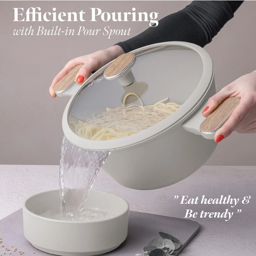 Set oale si tigai 15 piese, manere insertie lemn Sahara Nordic Berlinger Haus BH 8325, inductie, design modern