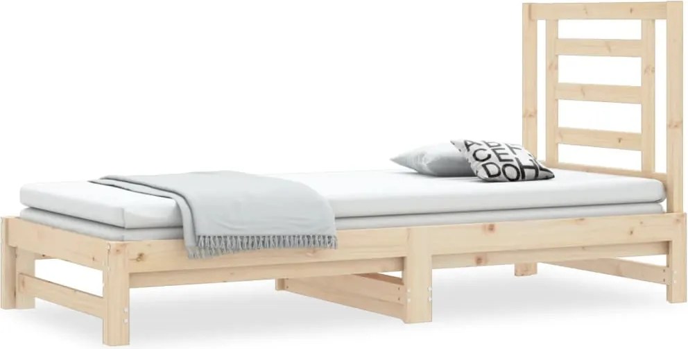 vidaXL Pat de zi extensibil, 2x(90x200) cm, lemn masiv de pin