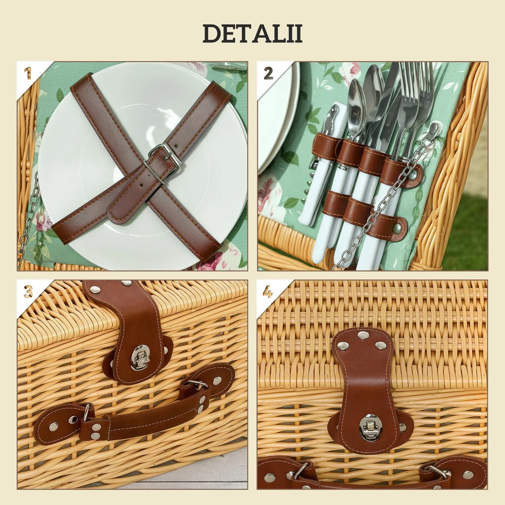 Coș picnic Outsunny maro deschis | Aosom Romania