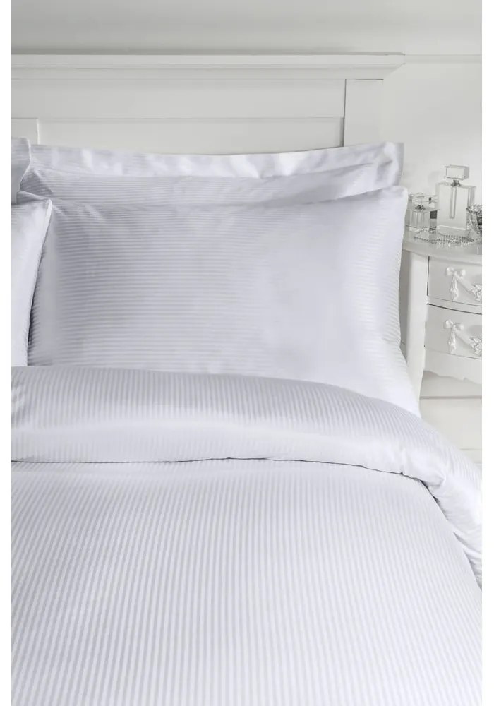 Lenjerie gri pentru pat de o persoană 135x200 cm Satin Stripe - Catherine Lansfield