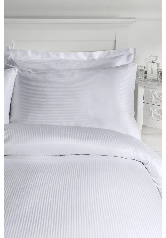 Lenjerie gri pentru pat dublu 200x200 cm Satin Stripe - Catherine Lansfield