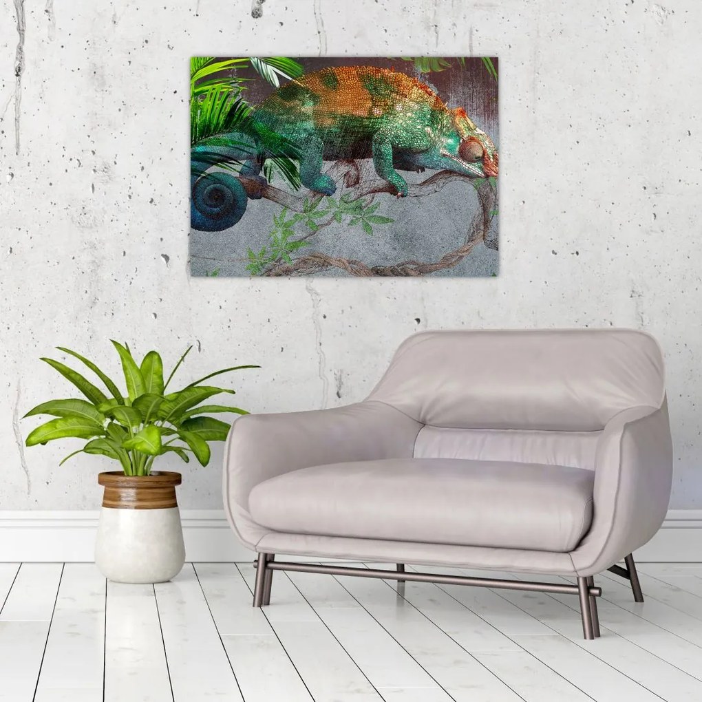 Tablou pe sticlă - Cameleon (70x50 cm)