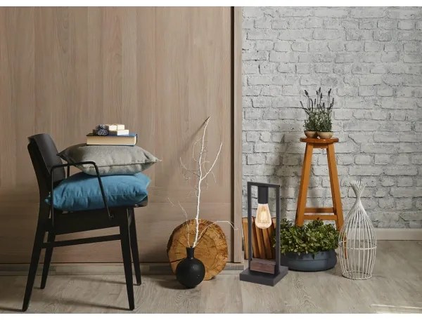 Lampă de masă HARD 1xE27/11W/230V lemn/neagră Klausen 108004