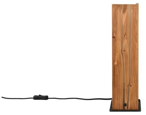 Veioză neagră/în culoare naturală cu abajur din lemn (înălțime 40 cm) Karuni – Trio