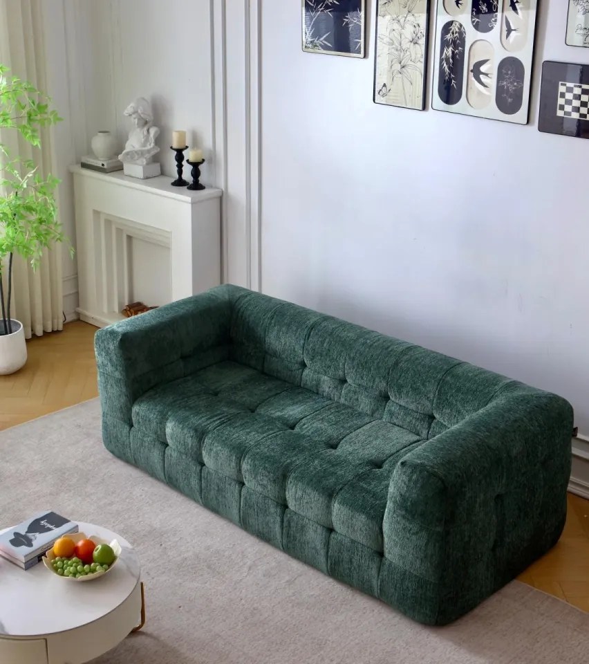 Canapea Memory Foam HD Cube | Design Modern Monobloc | 5 Culori Disponibile | AlmaCasa.ro (Culoare: Crem)