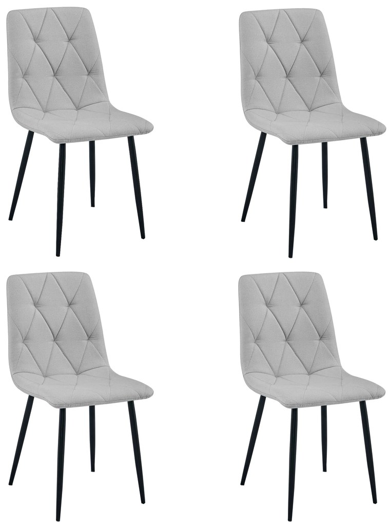 Set 4 Scaune Bucatarie/Dining Fido Material Textil Gri Deschis