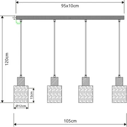 Globo 15915-4H - Lustră pe cablu UNDERWOOD 4xE27/40W/230V