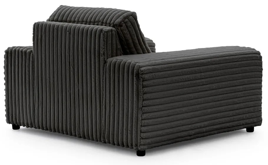 Fotoliu gri închis cu tapițerie din catifea reiată Justin – Ropez