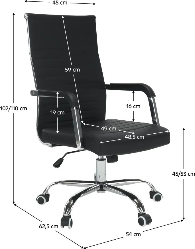 Scaun de birou, piele eco/metal, negru/crom, FARAN