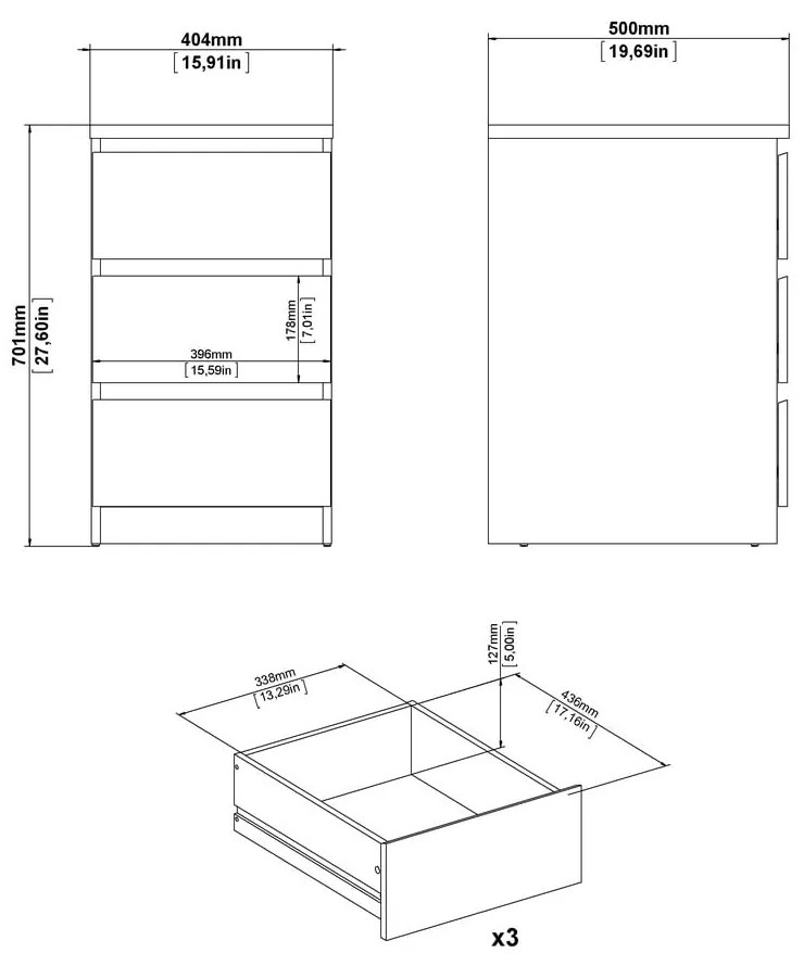 Comodă în culoare naturală cu aspect de lemn de stejar 40x70x50 cm Naia – Tvilum