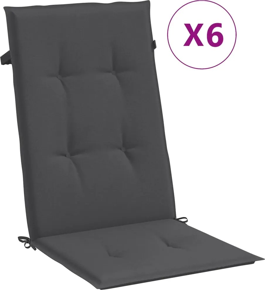 vidaXL Perne scaun cu spătar înalt, 6 buc. antracit 120x50x4 cm textil