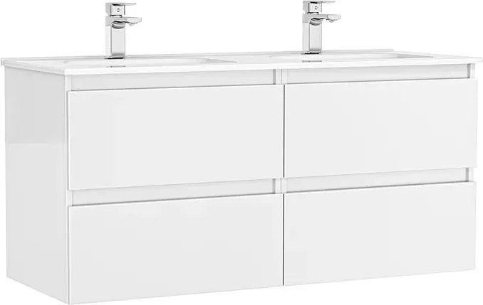 Set dulap baza suspendat Gala Daily alb 4 sertare cu lavoar 120 cm