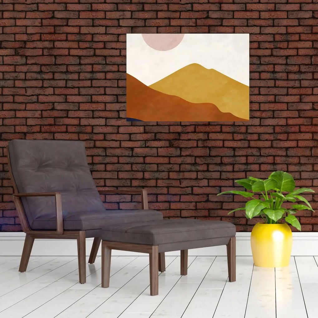 Tablou pe sticlă - Acuarelă munți N⁰1 (70x50 cm)