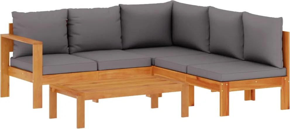 vidaXL Set canapele de grădină cu perne, 4 piese, lemn masiv de acacia