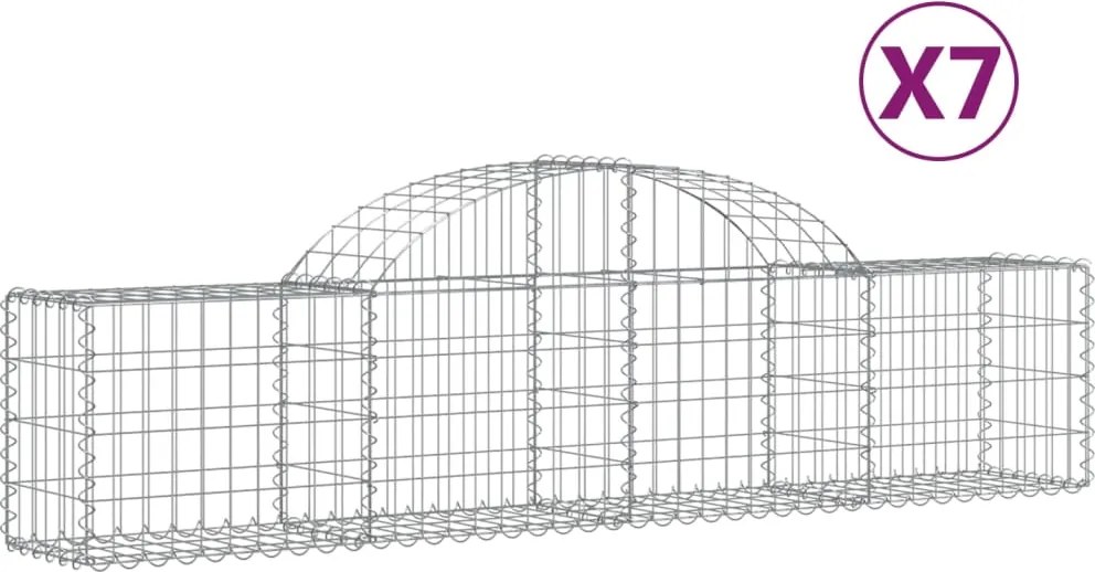 vidaXL Coșuri gabion arcuite 7 buc, 200x30x40/60 cm, fier galvanizat