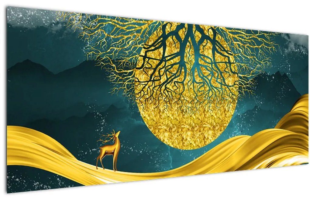 Tablou - Abstract, peisaj auriu (120x50 cm)