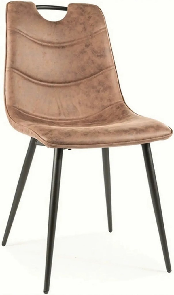 Scaun ALOE, maro/negru mat, stofa microfibra/metal, 46x41x91 cm