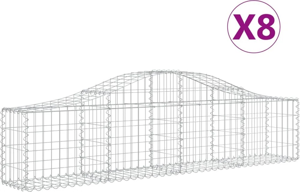vidaXL Coșuri gabion arcuite 8 buc, 200x30x40/60 cm, fier galvanizat