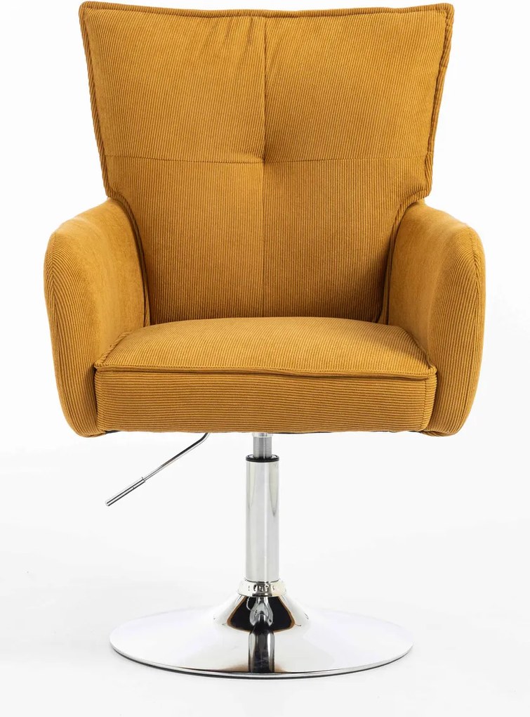 HR250N Scaun Catifea Reiată Premium Ruloare Curry Galben Bază Cromata
