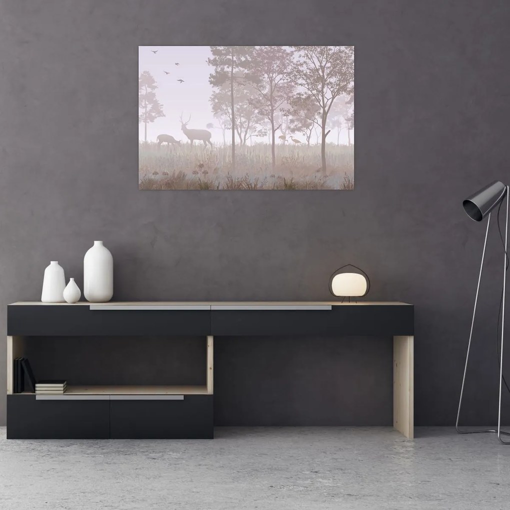 Tablou - Pădure,monocrom (90x60 cm)