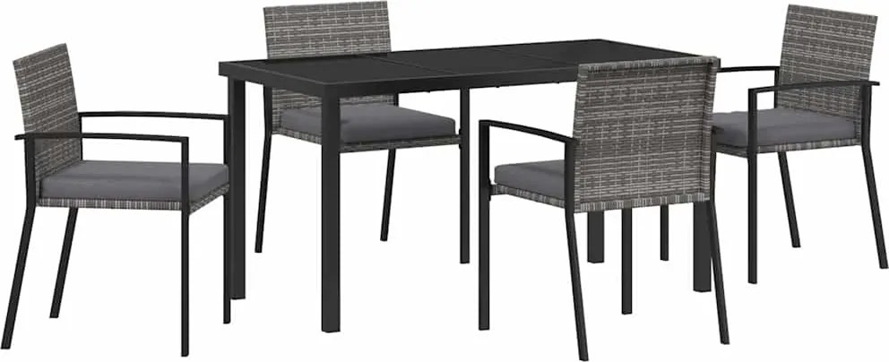 vidaXL Set de masă pentru grădină 5 pcs Gri Oțel vopsit electrostatic