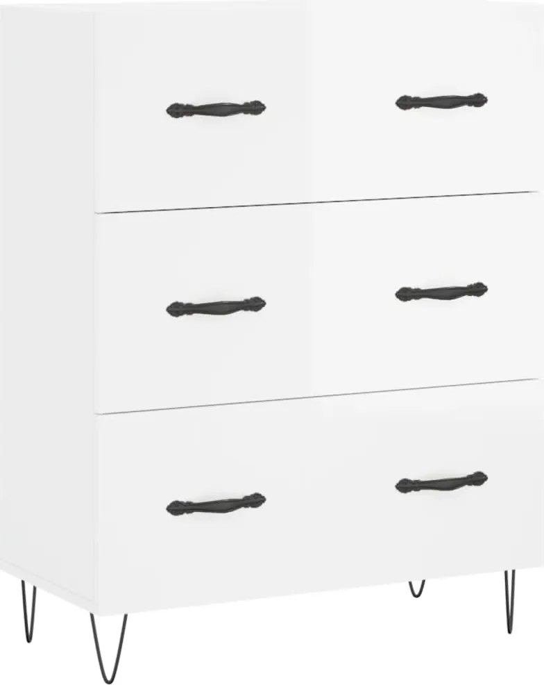 vidaXL Servantă, alb extralucios, 69,5x34x90 cm, lemn compozit