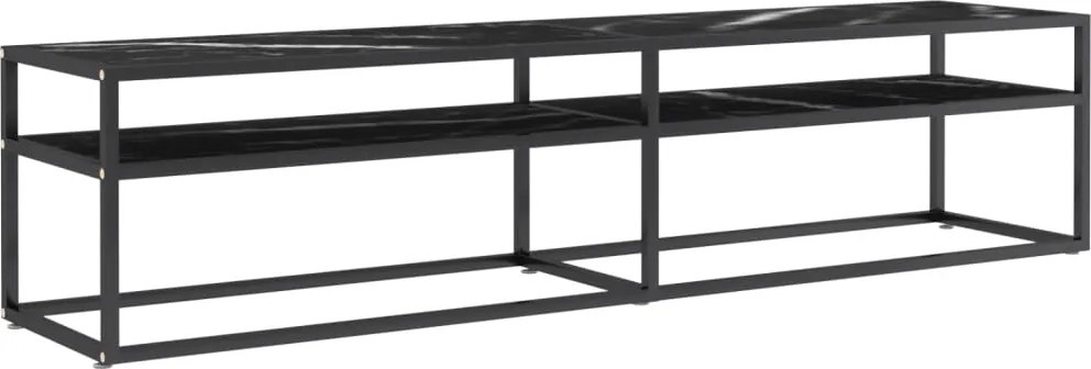vidaXL Comodă TV, marmură neagră, 180x40x40,5 cm, sticlă securizată