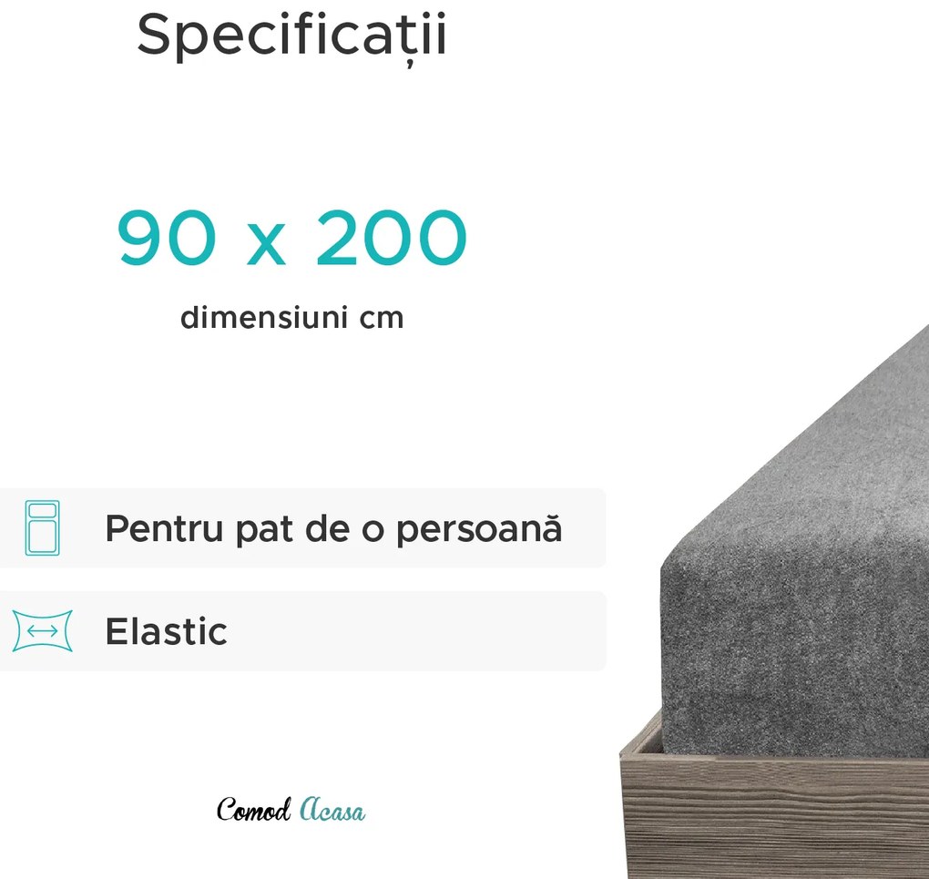 Cearsaf Frotir cu elastic EXCLUSIVE 90x200 cm mov inchis