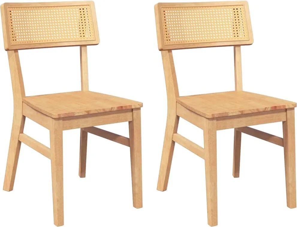 vidaXL Scaune de sufragerie 2 buc Cauciuc din lemn masiv