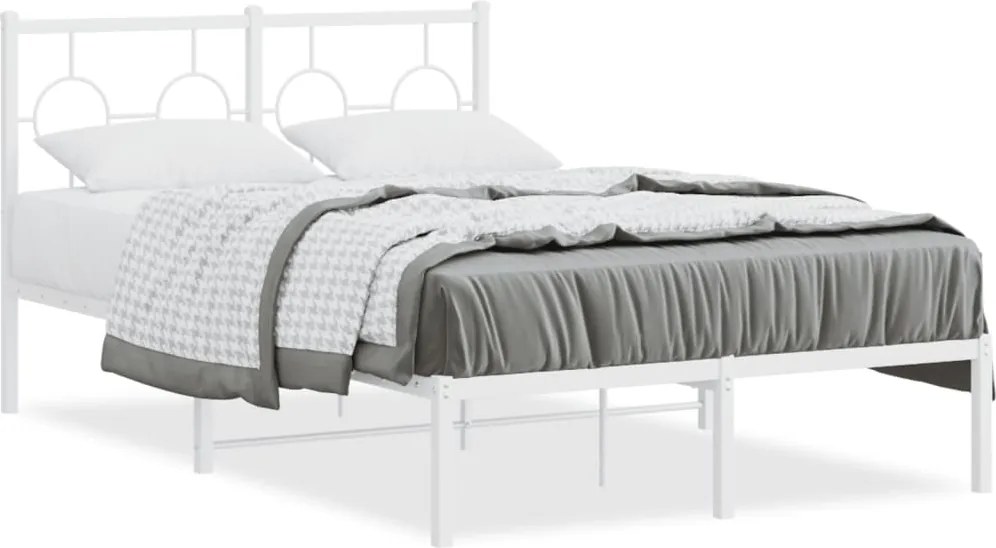 vidaXL Cadru de pat metalic cu tăblie, alb, 120x190 cm