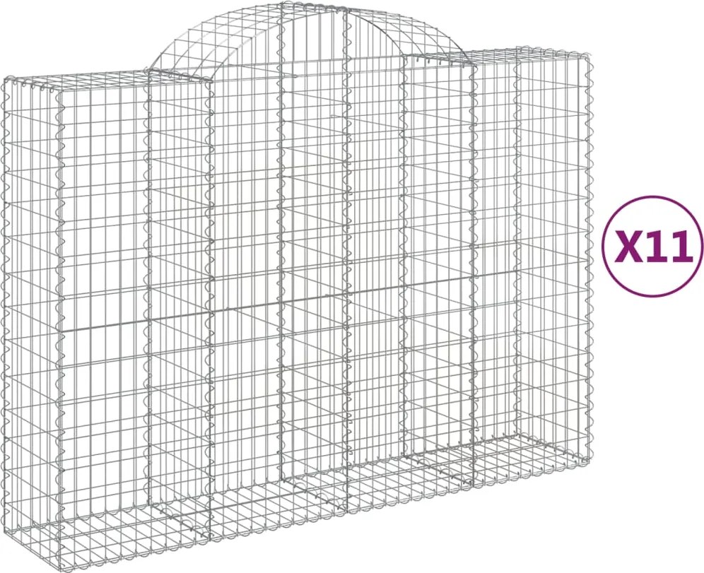 vidaXL Coșuri gabion arcuite 11 buc, 200x50x140/160cm, fier galvanizat