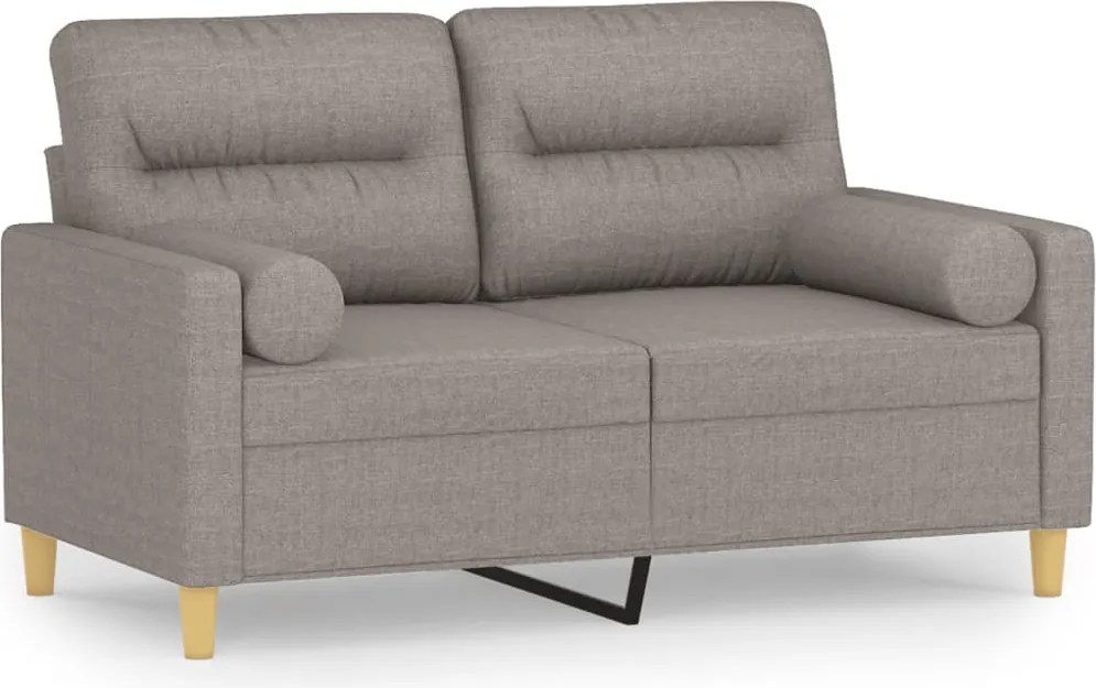 vidaXL Canapea cu 2 locuri cu pernuțe, gri taupe, 120 cm, textil