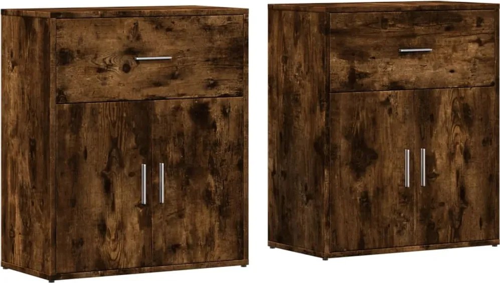 vidaXL Dulapuri, 2 buc., stejar fumuriu, 60x31x70 cm, lemn prelucrat
