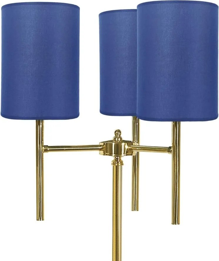 Lampadar cu 3 brate din alama cu abajur albastru Sofis