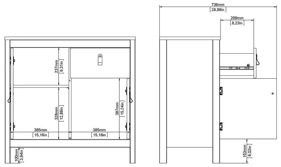 Comodă albă joasă 82x80 cm Madrid – Tvilum
