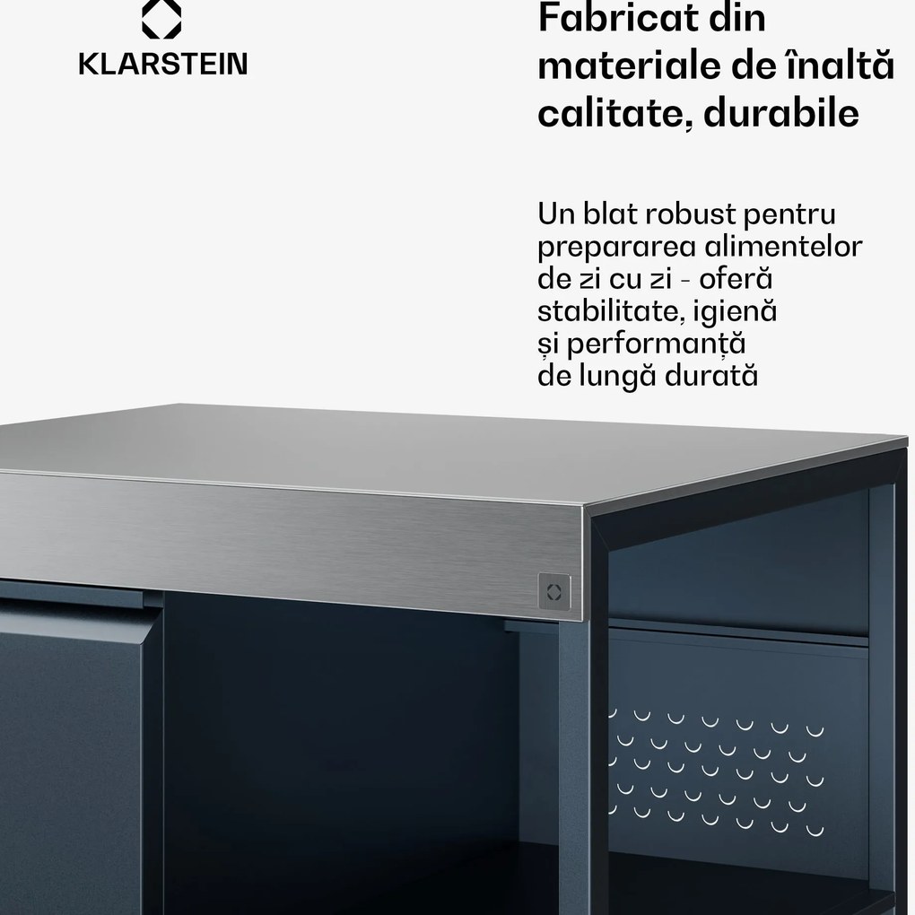 Klarstein WaldChef bucătărie outdoor | Dulap de bucătărie | Blat de lucru inox | Rezistent la intemperii | 90 x 90 cm