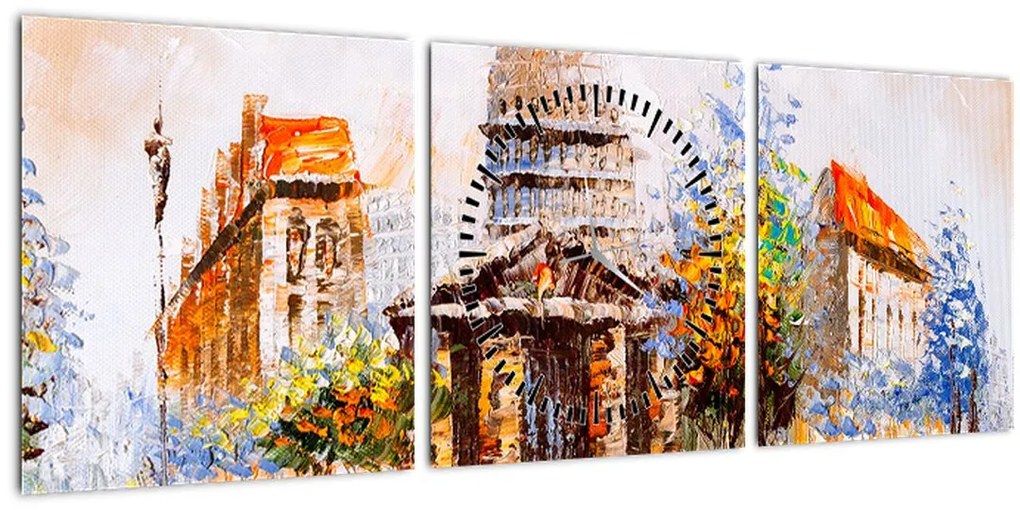 Tablou - Monument de oraș pictat (cu ceas) (90x30 cm)