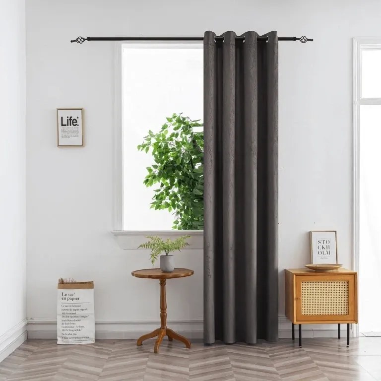 Draperie opaca DUNES VELVET 140x250 cm, gri inchis Agatat: Inele metalice
