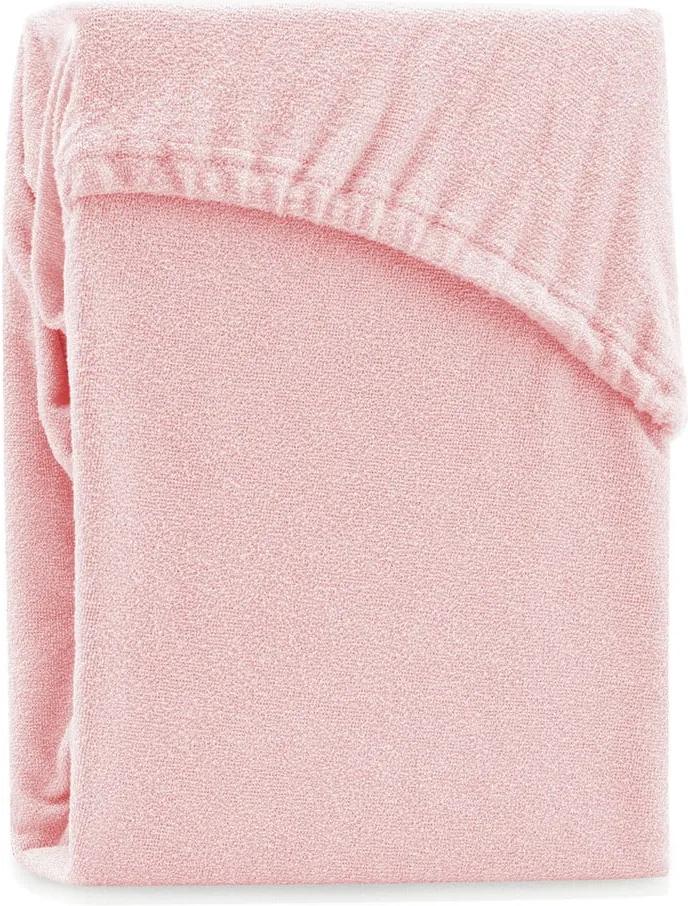 Cearșaf elastic pentru pat dublu AmeliaHome Ruby Peach, 220-240 x 220 cm, roz deschis