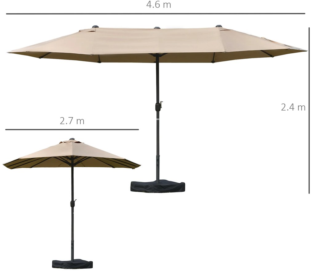 Outsunny Umbrele de Gradina Dubla 460x270cm cu Manivela si Baza Transversala | Aosom Romania