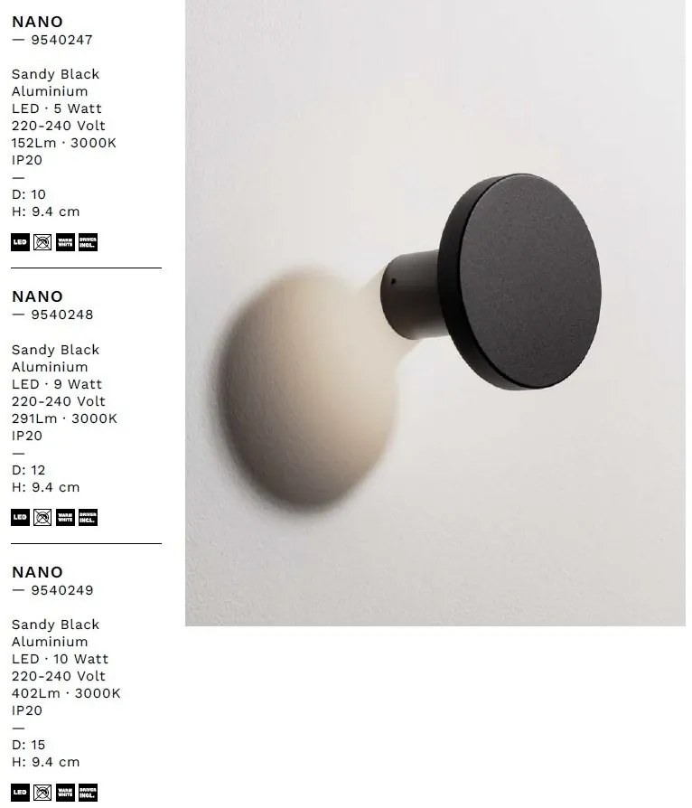 Aplica LED ambientala stil minimalist NANO D-15cm