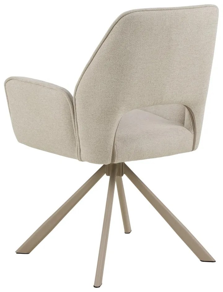 Scaun de sufragerie bej cu cotiere tapițat Graham – Actona