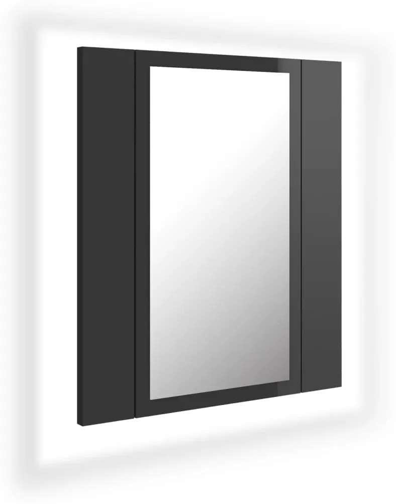 804955 vidaXL Dulap de baie cu oglindă & LED, gri extralucios, 40x12x45 acril