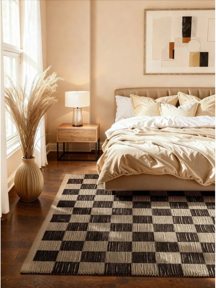 Covor negru/crem reversibil/țesut manual din amestec de iută 200x300 cm Rex – Hanse Home