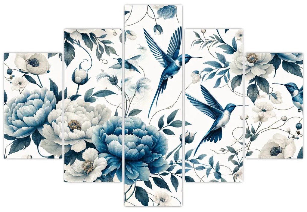 Tablou - Colibri cu flori (150x105 cm)